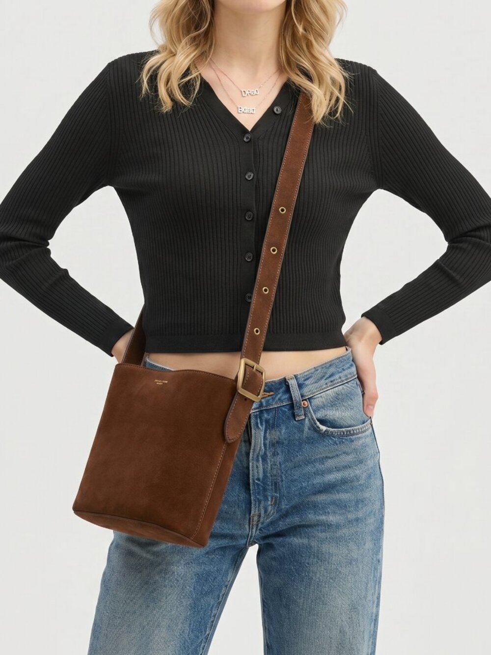 COACH Bleecker Bucket Bag 21 Warm Brown Suede Leather Crossbody Shoulder Purse